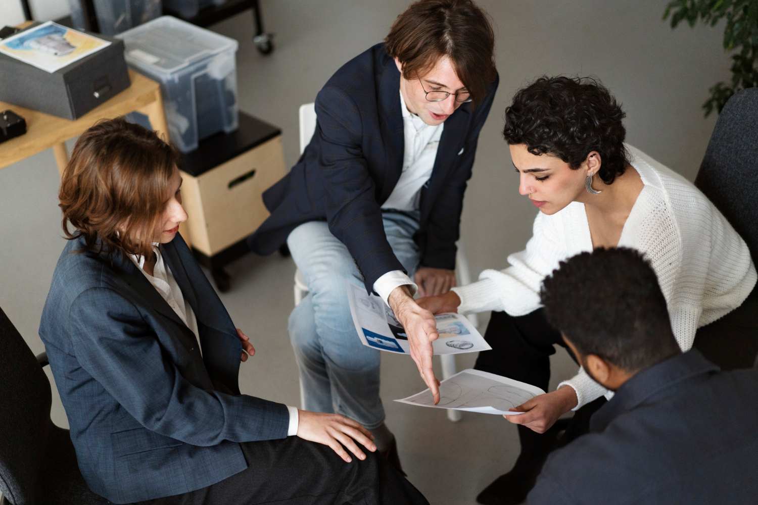 Group discussing HR strategies collaboratively.